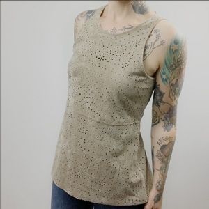 BCBGMAXAZRIA Perforated Suede Look Tank